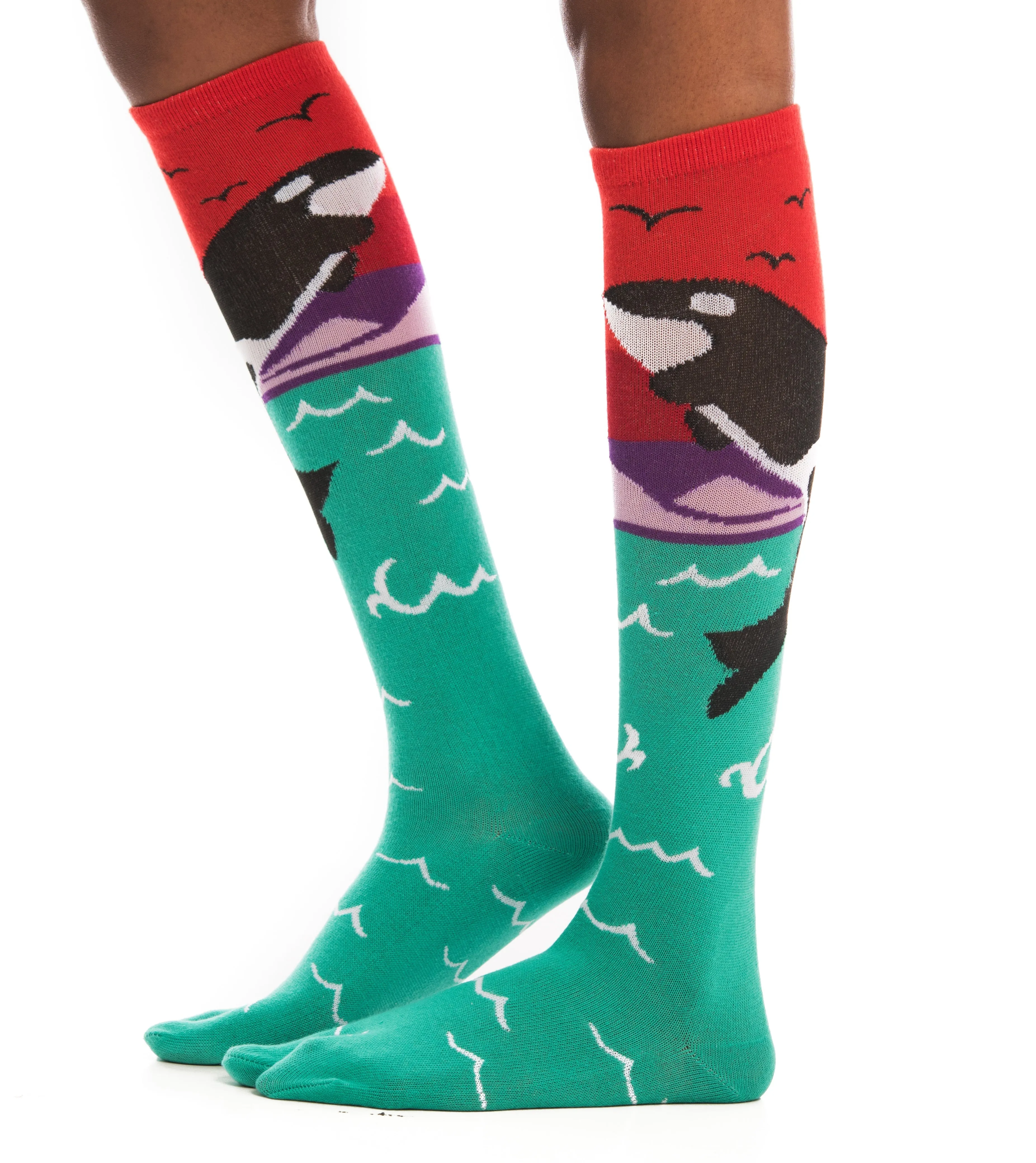 1 Pair - V-Toe Flip-Flop Tabi Socks - Fun Orca Style by V-Toe Socks, Inc
