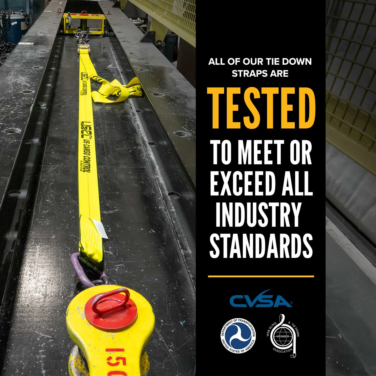 2" x 12' Yellow Cam Buckle Strap with Plate Trailer F-Hooks