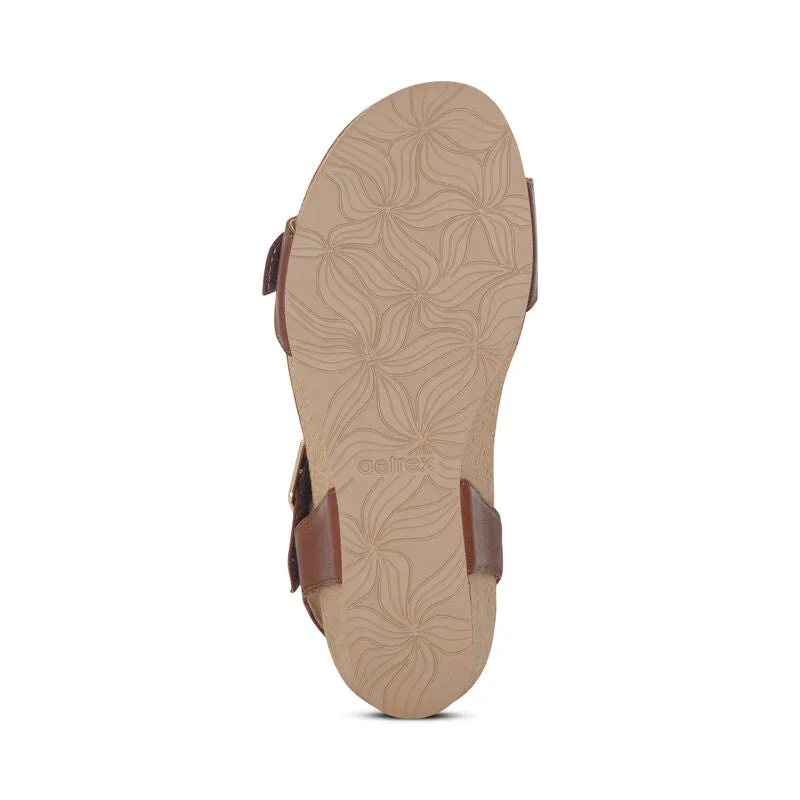 Aetrex Women's Lexa Cork Strap Wedge Sandal - Walnut CK102