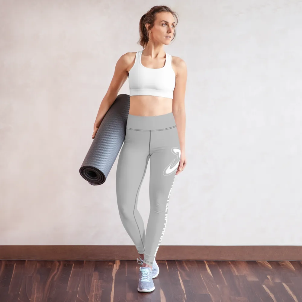 Athletic Apparatus Grey 2 White Logo Yoga Leggings
