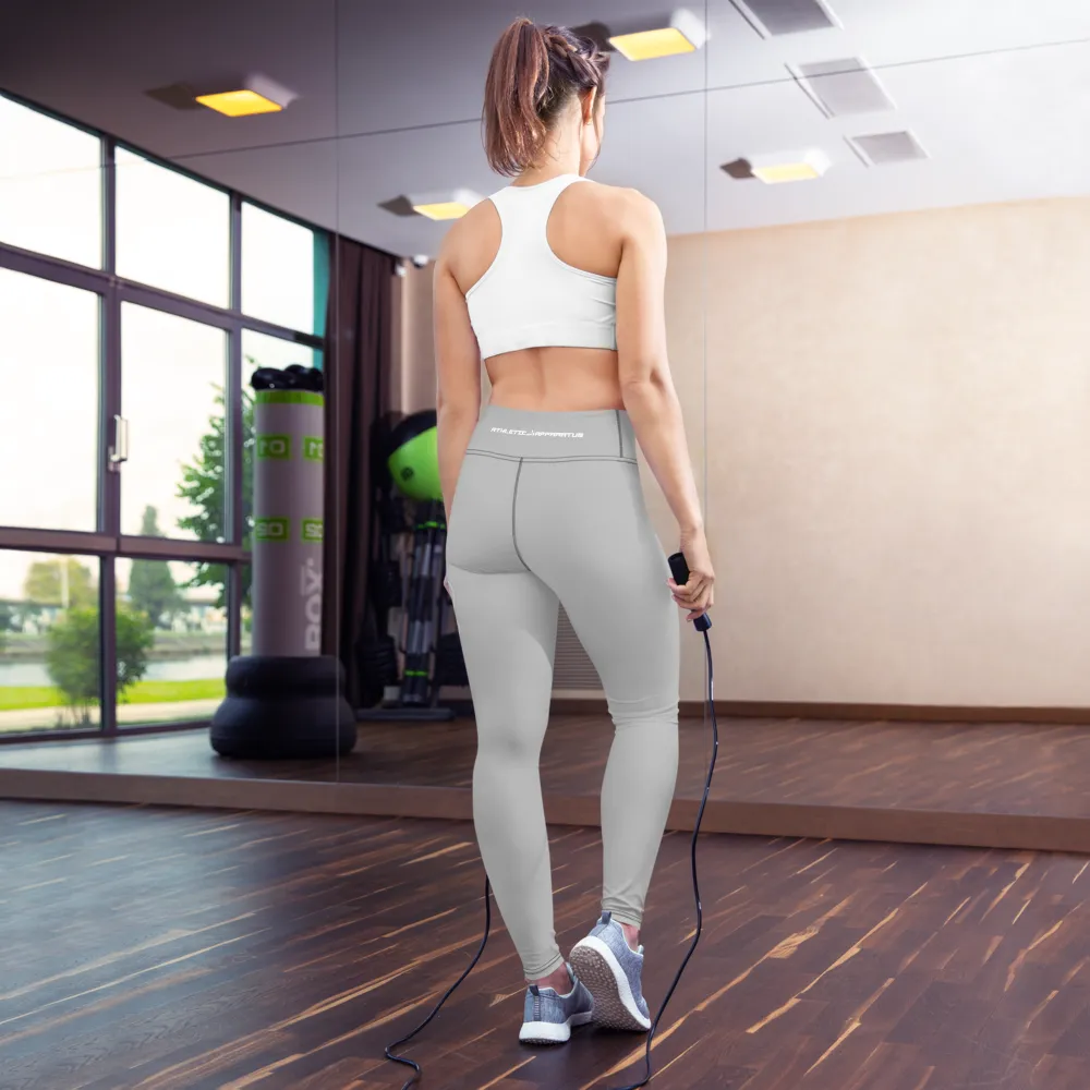 Athletic Apparatus Grey 2 White Logo Yoga Leggings