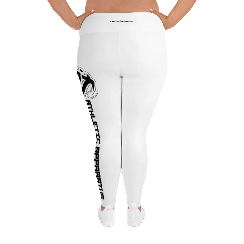 Athletic Apparatus White Black logo White stitch Plus Size Leggings