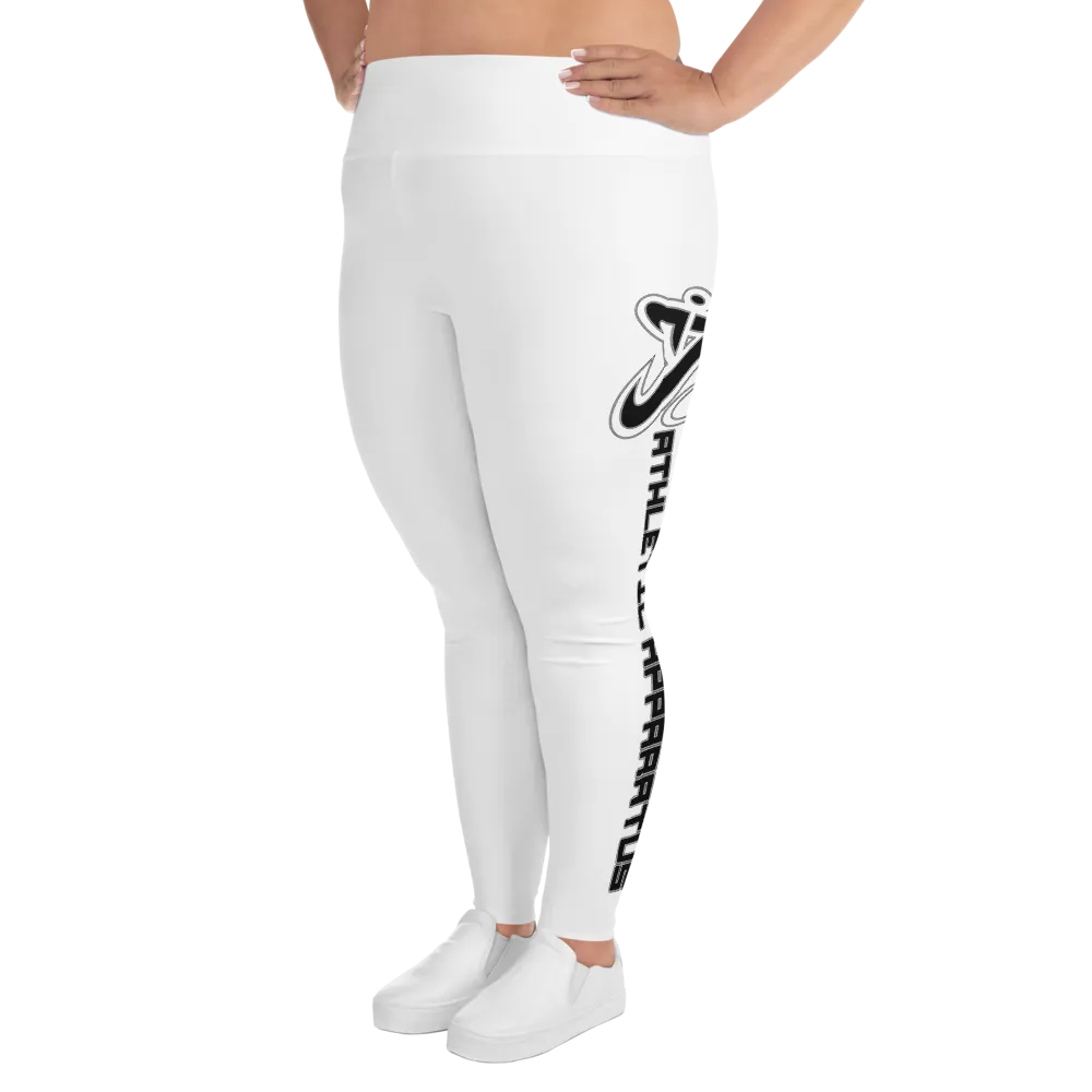 Athletic Apparatus White Black logo White stitch Plus Size Leggings