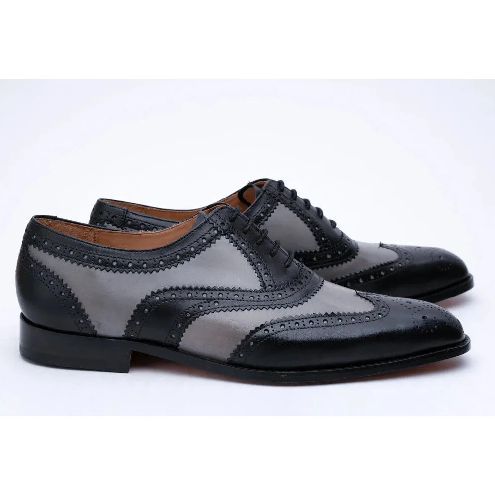 Black and Grey Gladiator Oxfords