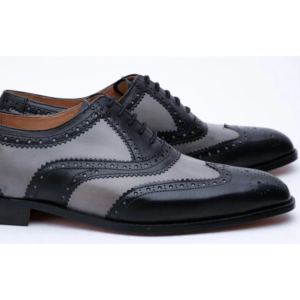 Black and Grey Gladiator Oxfords