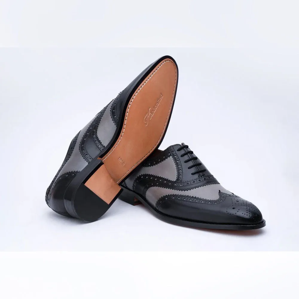 Black and Grey Gladiator Oxfords