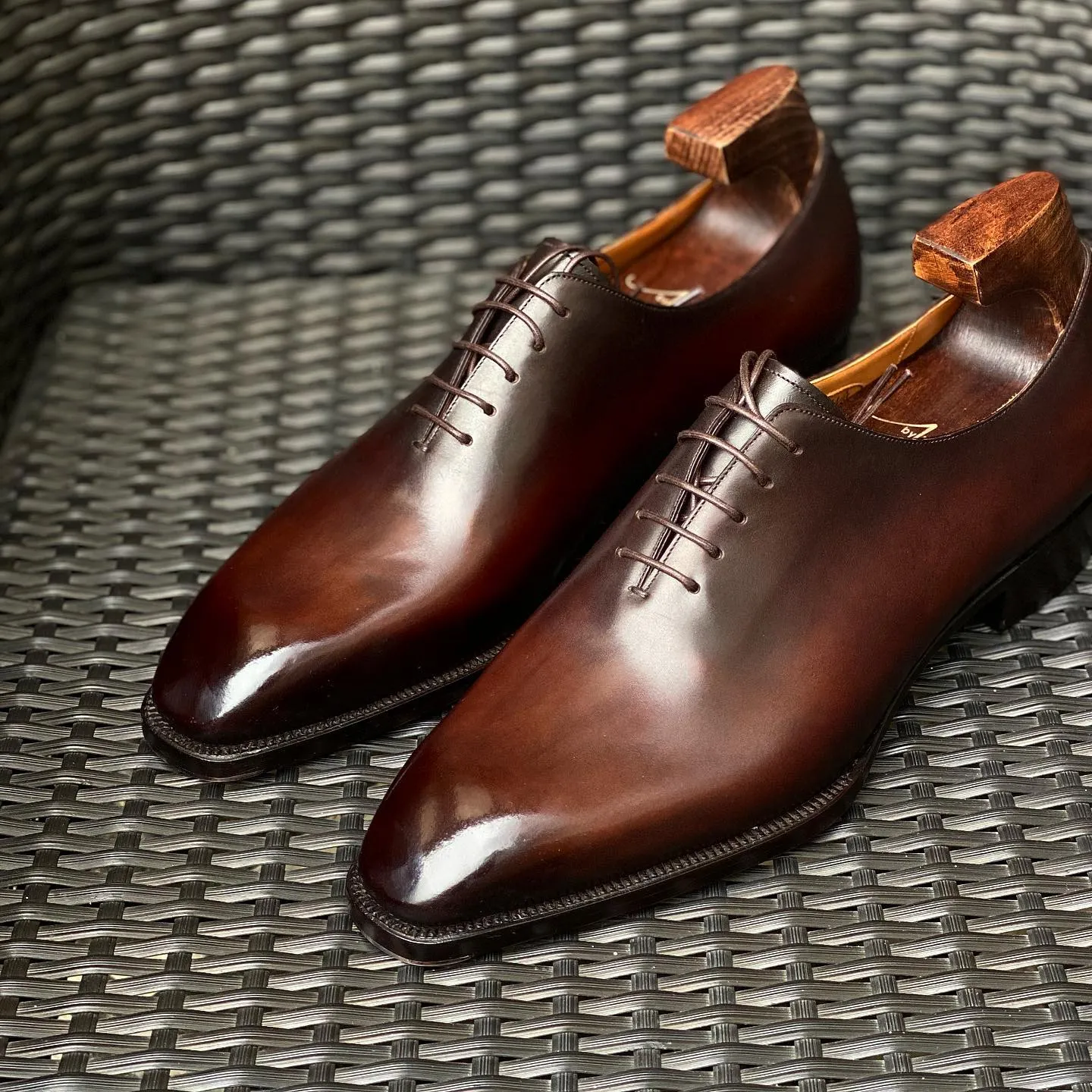 Brown Leather Biarritz Whole Cut Oxford Shoes - AW24