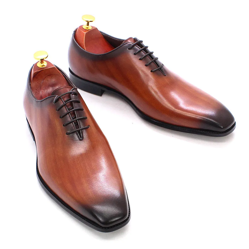 Brown Leather Oxford Shoes Men's Wedding Business Dress Shoes