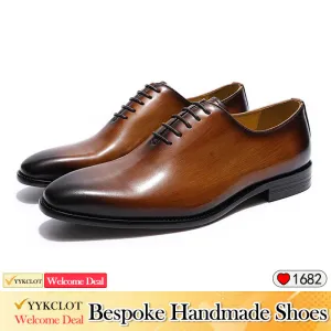 Brown Leather Oxford Shoes Men's Wedding Business Dress Shoes