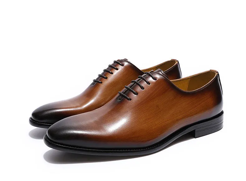 Brown Leather Oxford Shoes Men's Wedding Business Dress Shoes