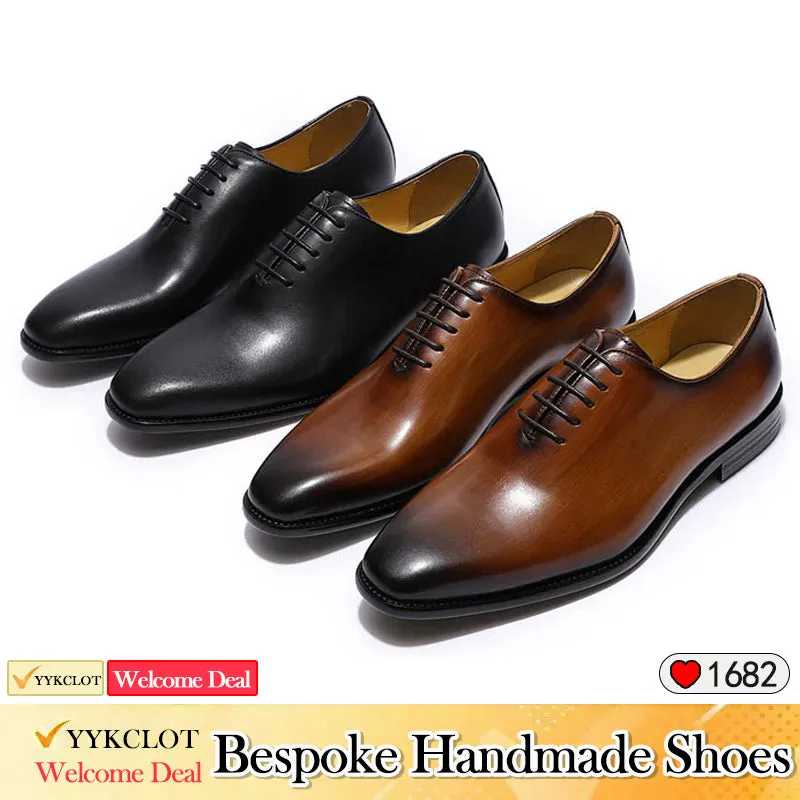 Brown Leather Oxford Shoes Men's Wedding Business Dress Shoes