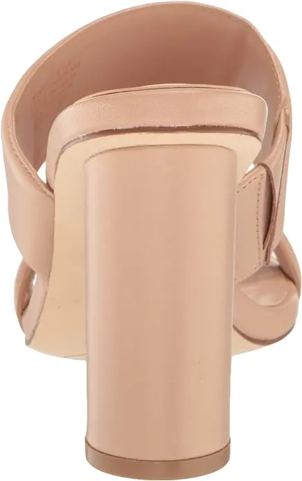 Cole Haan Reina Two-Band Brush Leather Slip On Open Toe Block Heeled Sandals
