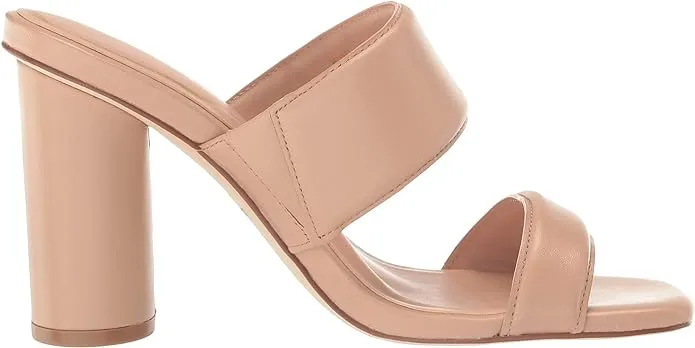 Cole Haan Reina Two-Band Brush Leather Slip On Open Toe Block Heeled Sandals