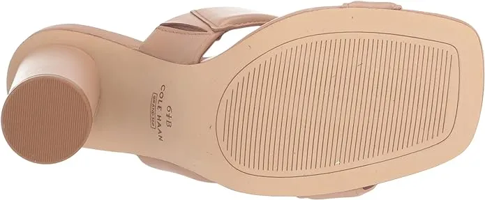 Cole Haan Reina Two-Band Brush Leather Slip On Open Toe Block Heeled Sandals