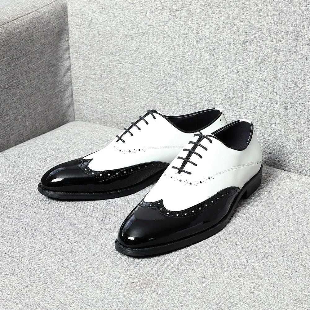 Color matching engraved Brock Oxford shoes men's versatile formal leather shoes