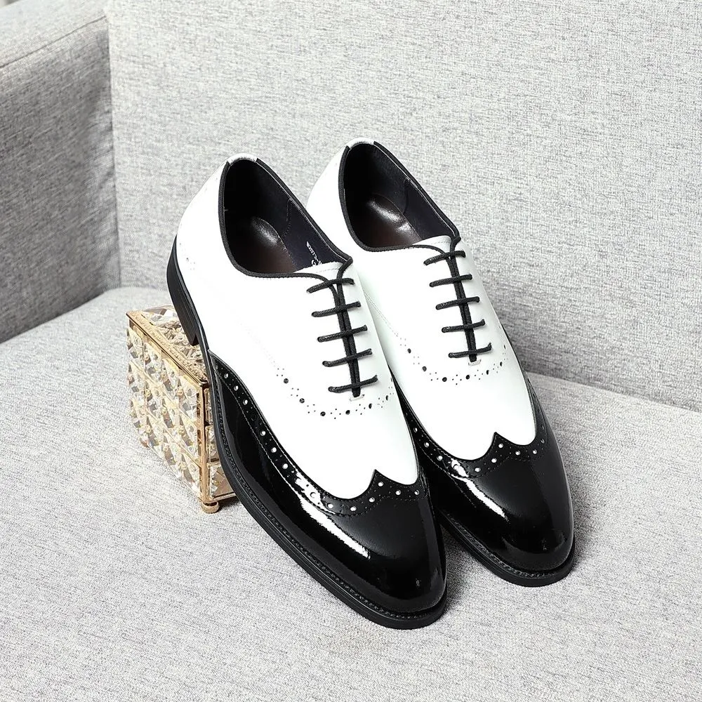 Color matching engraved Brock Oxford shoes men's versatile formal leather shoes