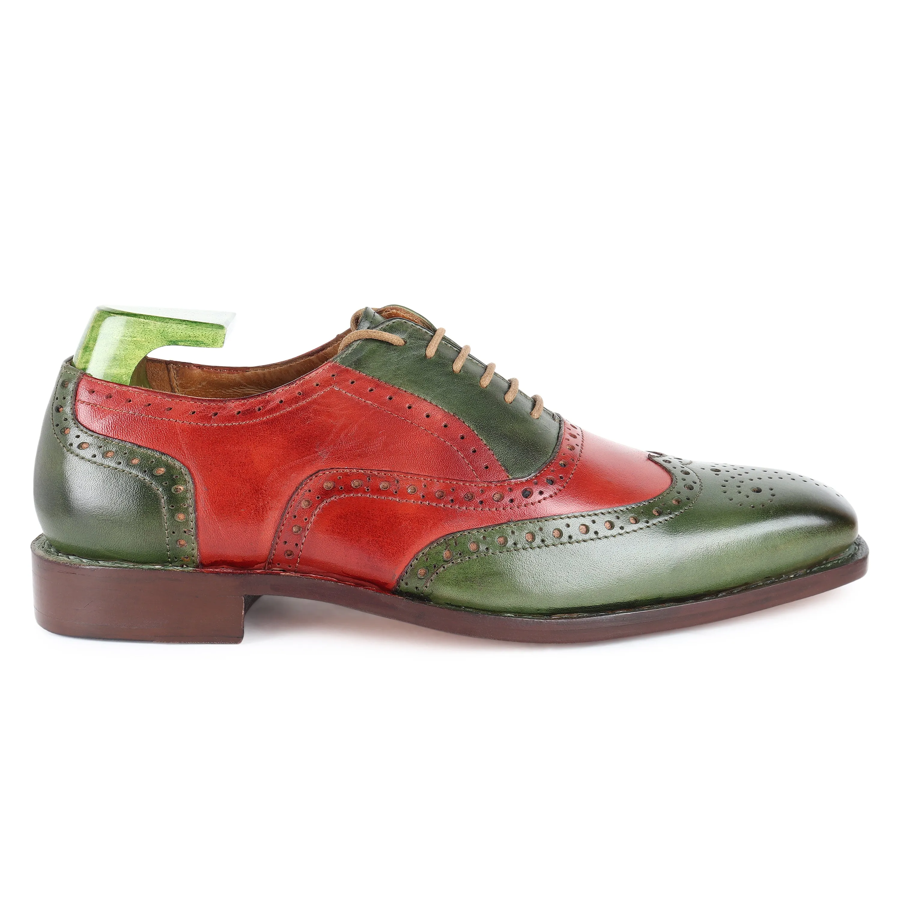 Combo - Green & Red Patina Man Bag   Goodyear Welted Full Brogue Oxfords
