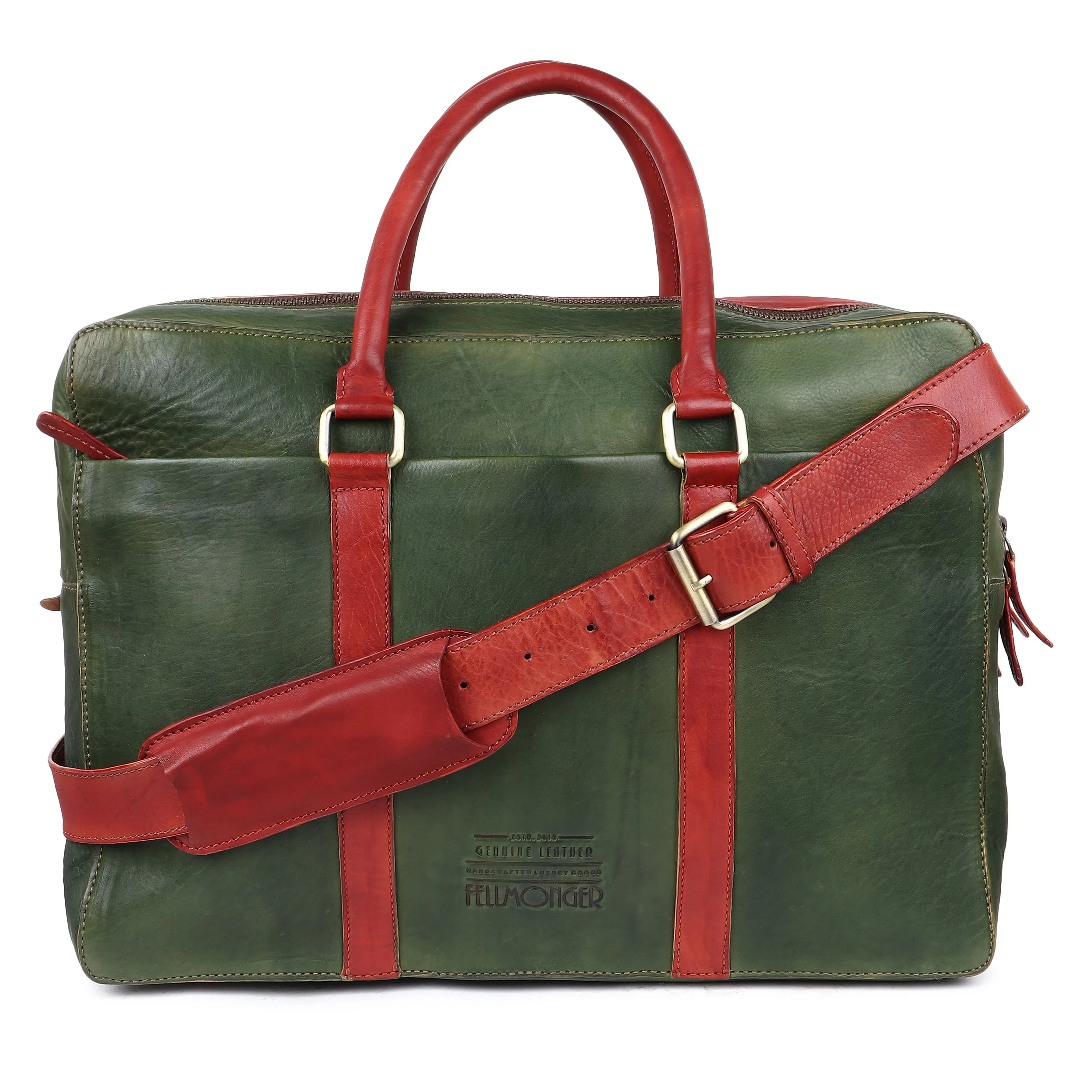 Combo - Green & Red Patina Man Bag   Goodyear Welted Full Brogue Oxfords