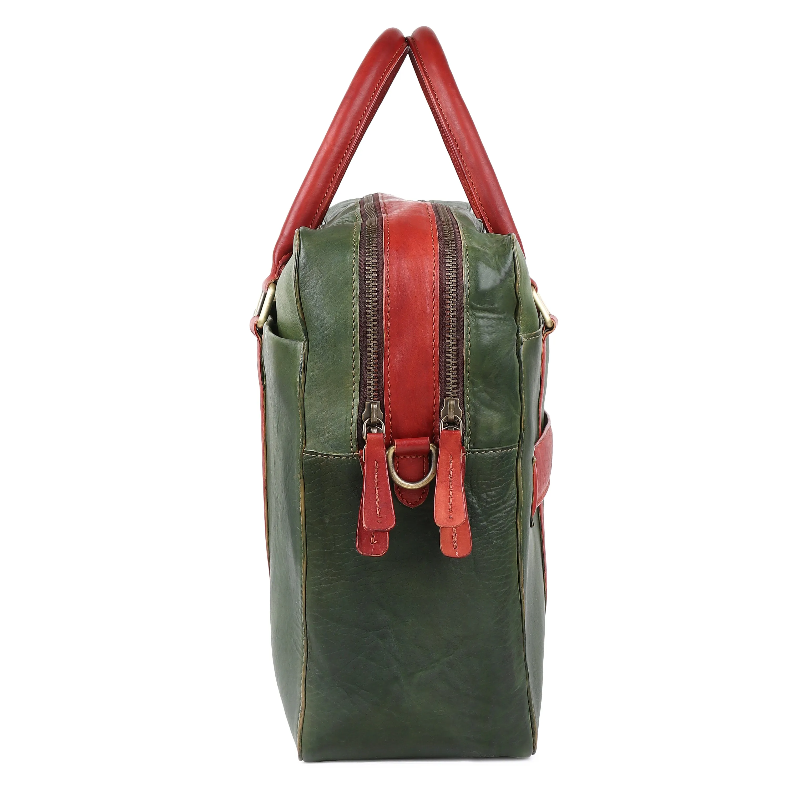 Combo - Green & Red Patina Man Bag   Goodyear Welted Full Brogue Oxfords