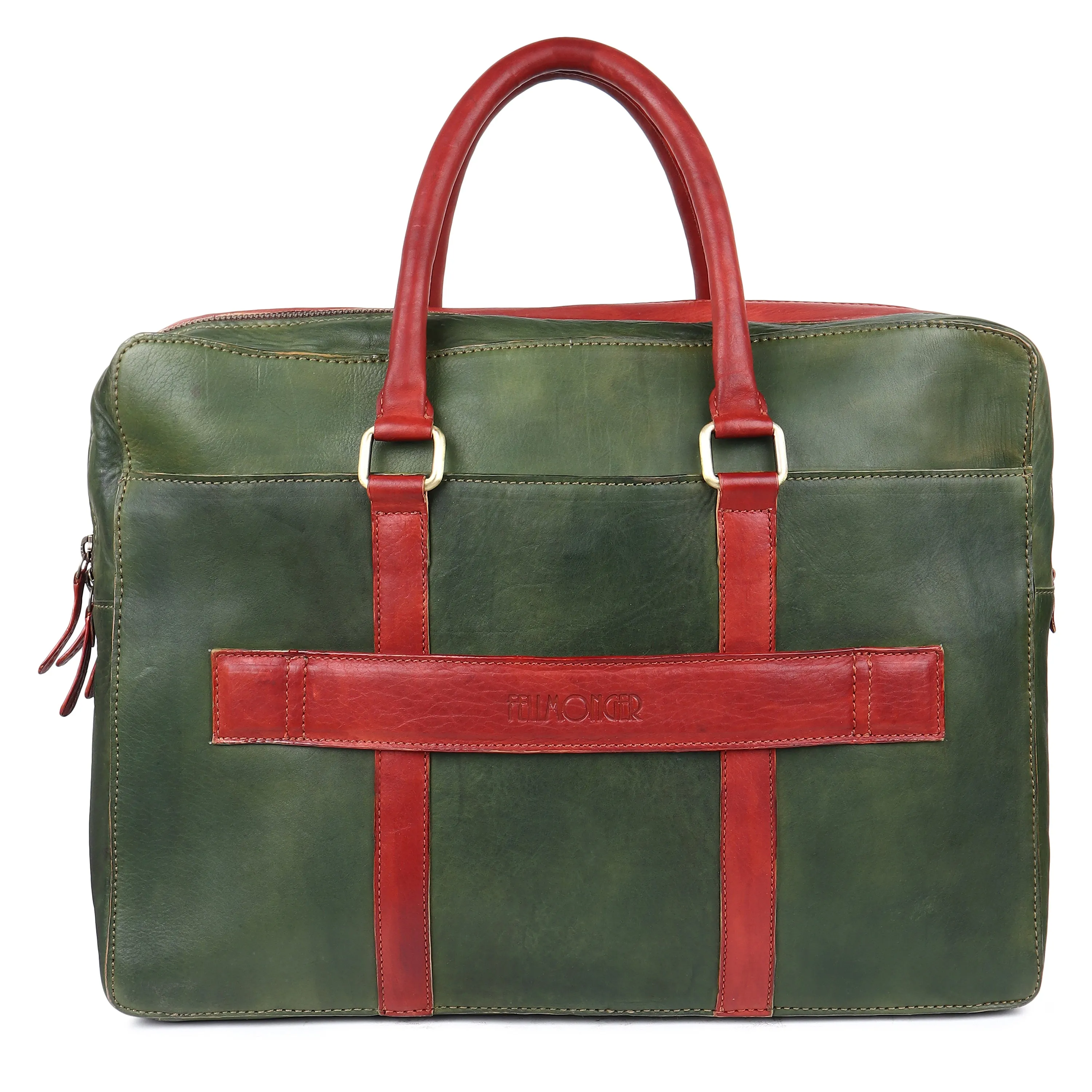 Combo - Green & Red Patina Man Bag   Goodyear Welted Full Brogue Oxfords