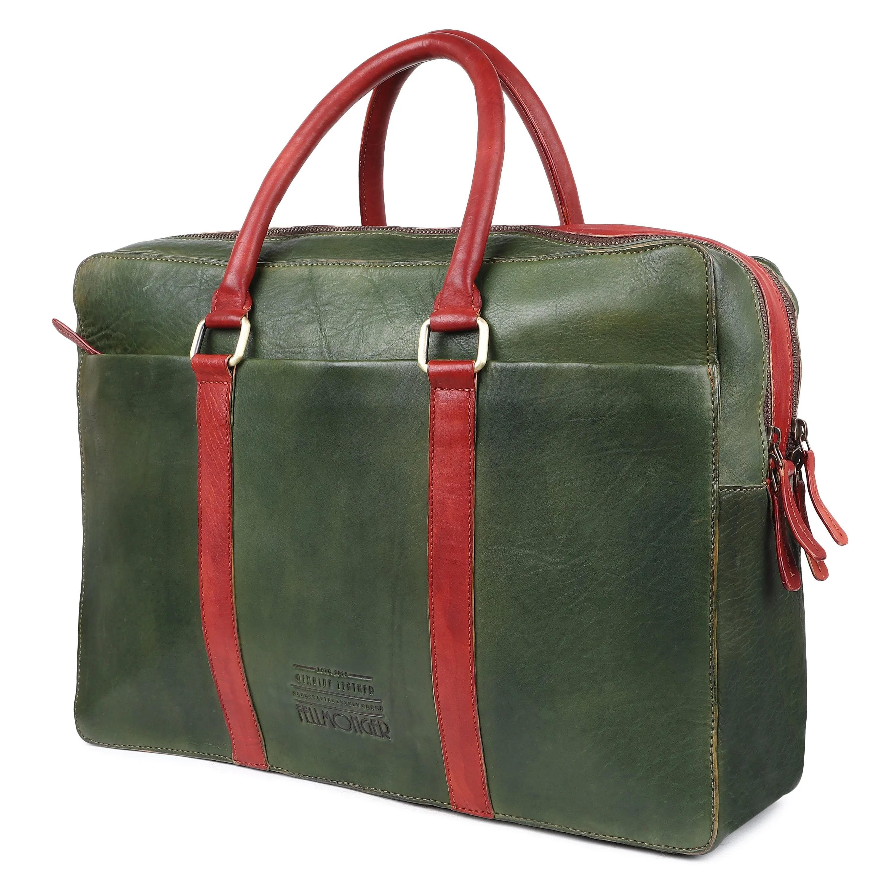 Combo - Green & Red Patina Man Bag   Goodyear Welted Full Brogue Oxfords