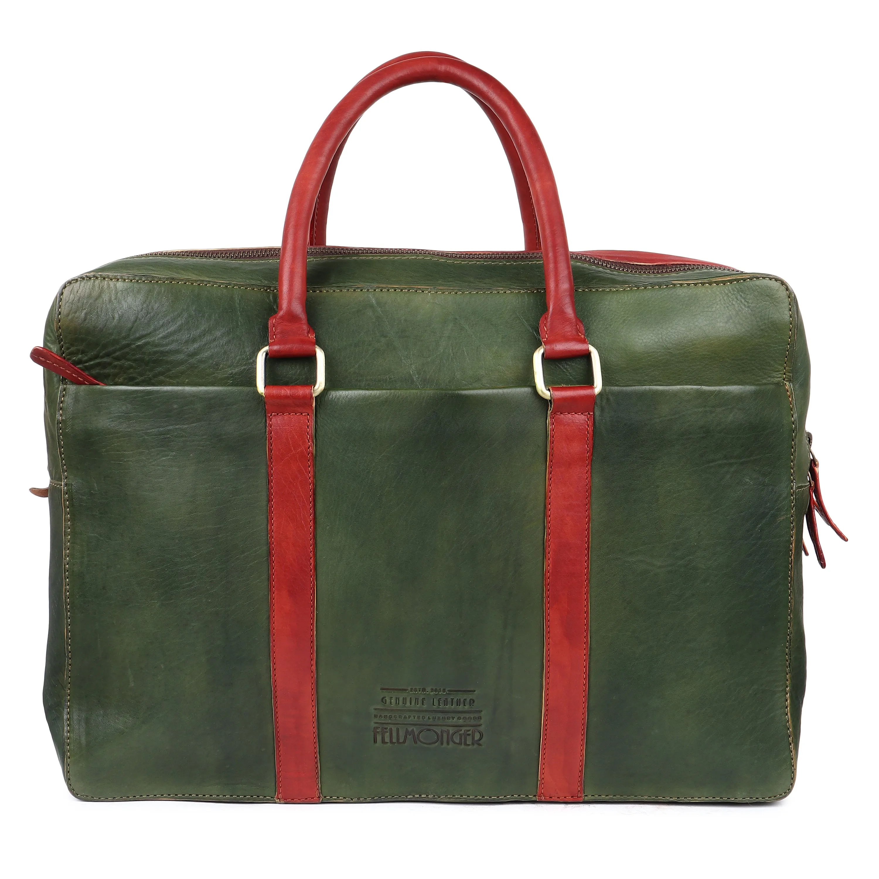 Combo - Green & Red Patina Man Bag   Goodyear Welted Full Brogue Oxfords