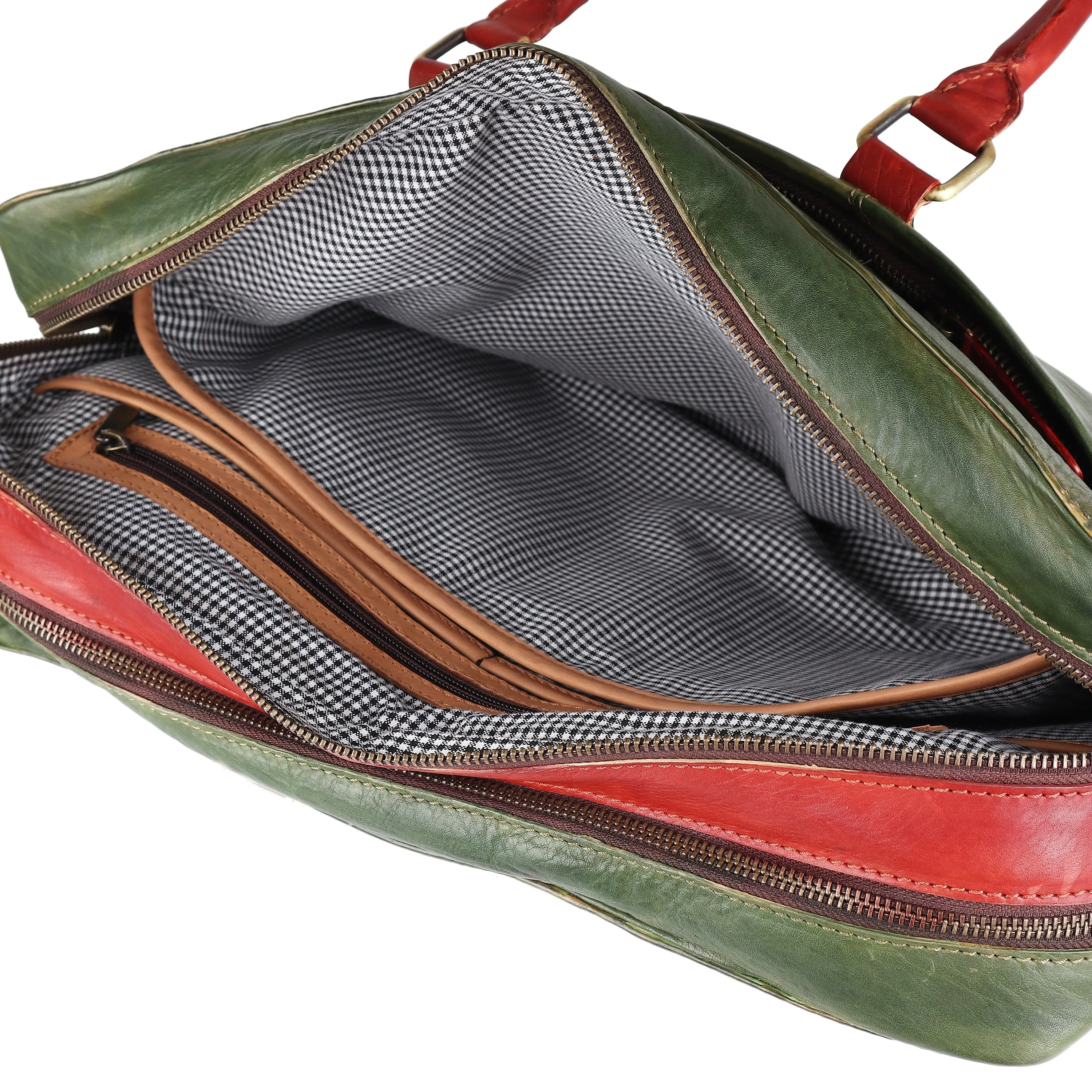Combo - Green & Red Patina Man Bag   Goodyear Welted Full Brogue Oxfords