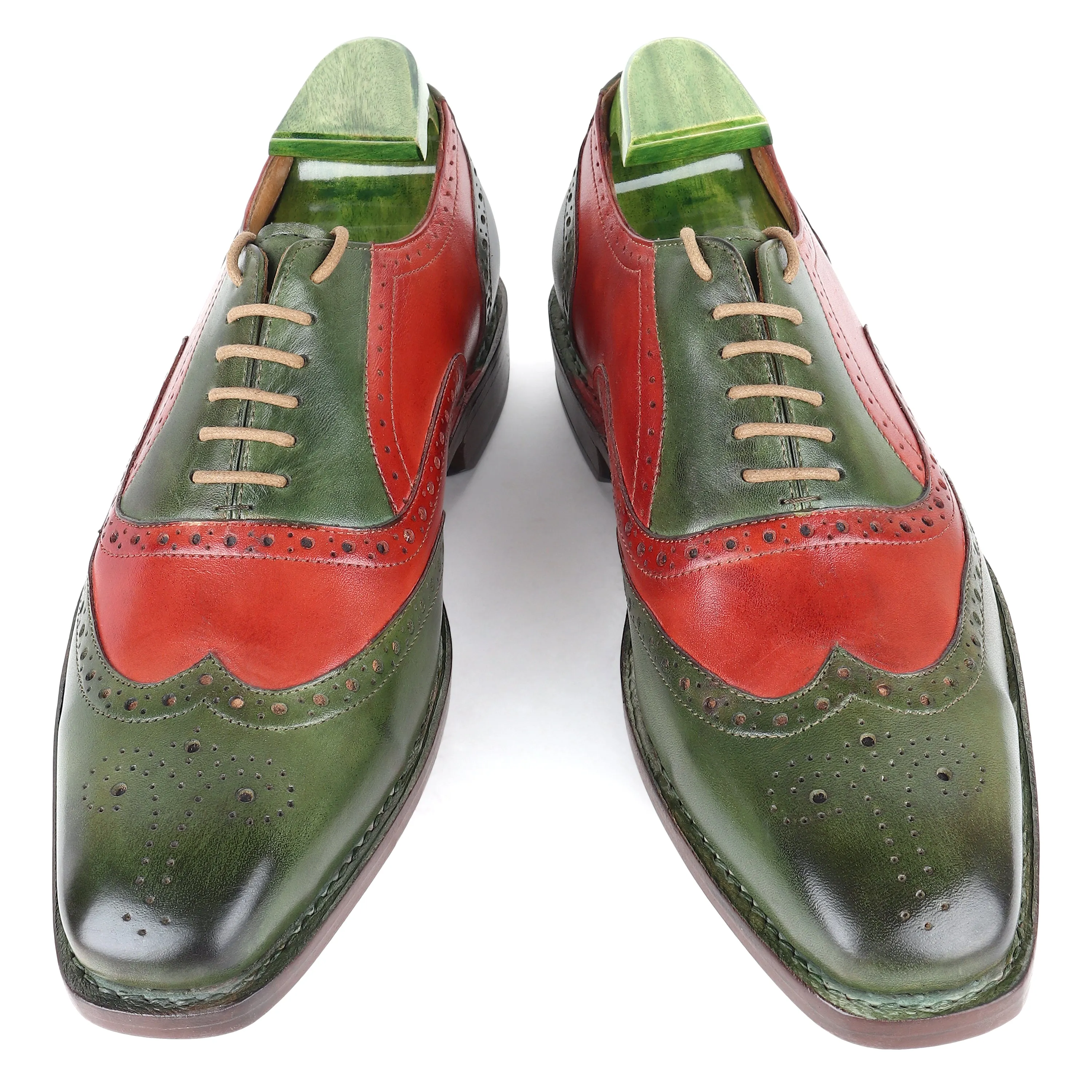 Combo - Green & Red Patina Man Bag   Goodyear Welted Full Brogue Oxfords
