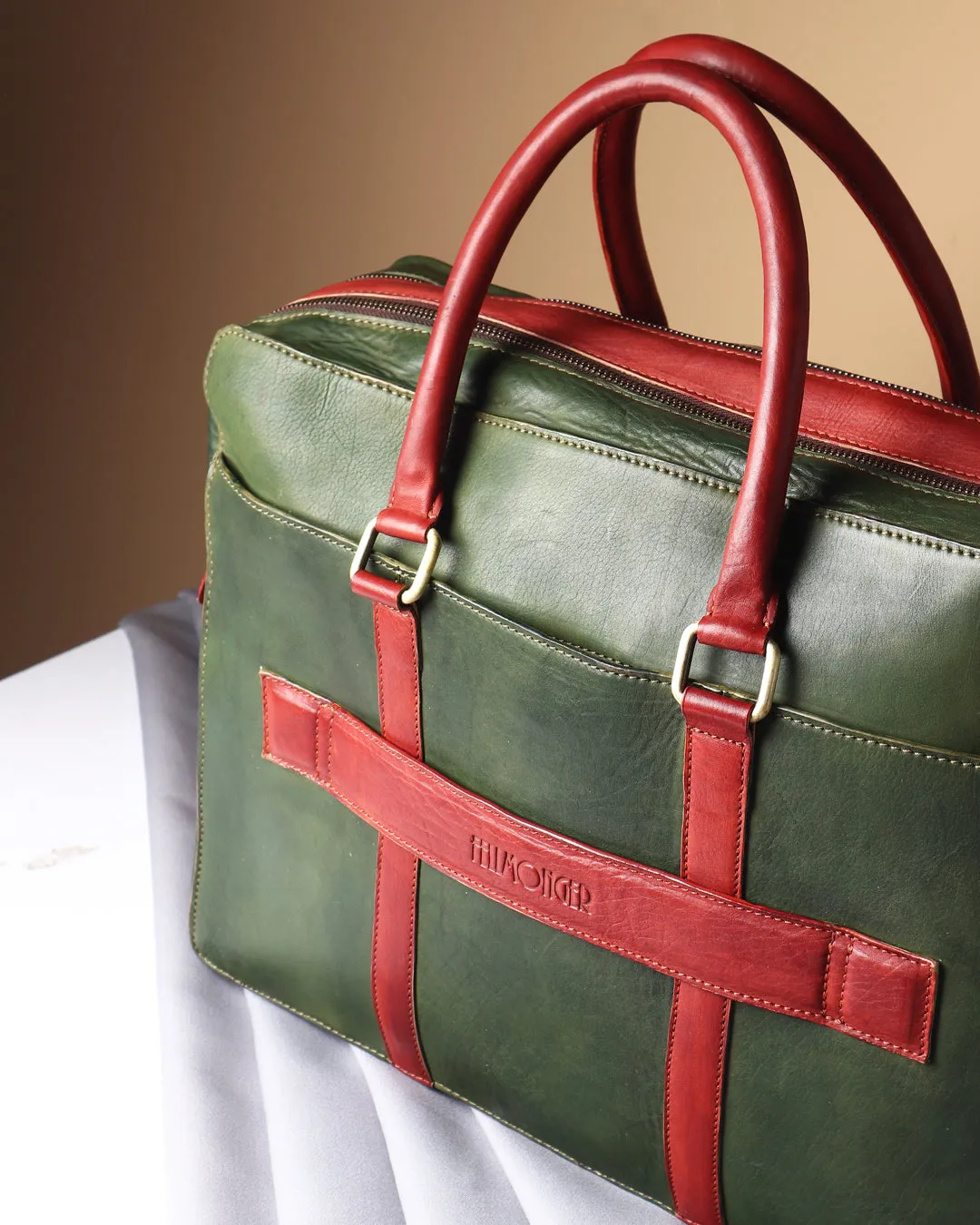 Combo - Green & Red Patina Man Bag   Goodyear Welted Full Brogue Oxfords