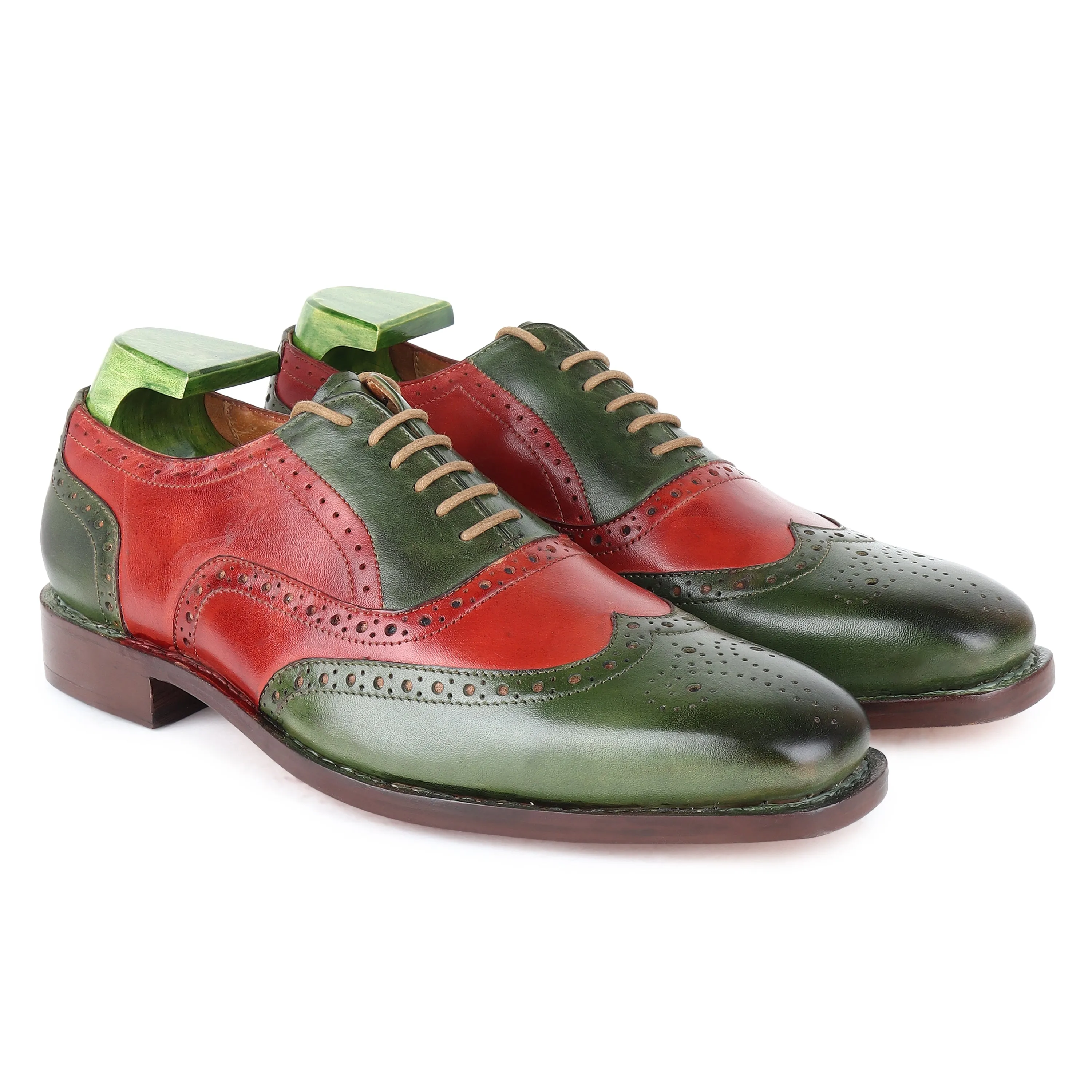 Combo - Green & Red Patina Man Bag   Goodyear Welted Full Brogue Oxfords