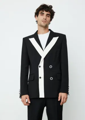 Contrast Lapel Double Breasted Blazer
