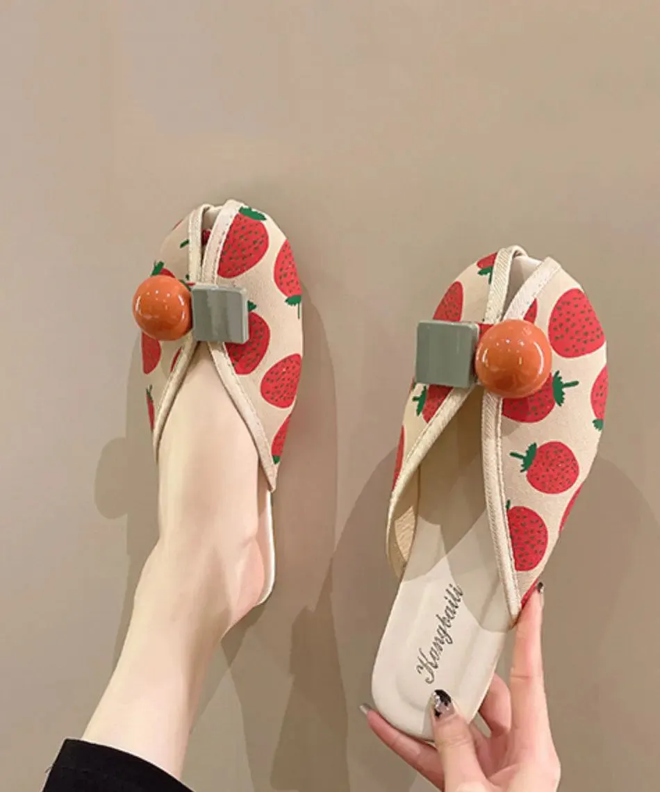 DIY Strawberry Print Splicing Slide Sandals Cotton Fabric LY8314