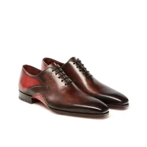 Flat Feet Shoes - Red & Brown Leather Cobar Oxfords Shoes with Arch Support