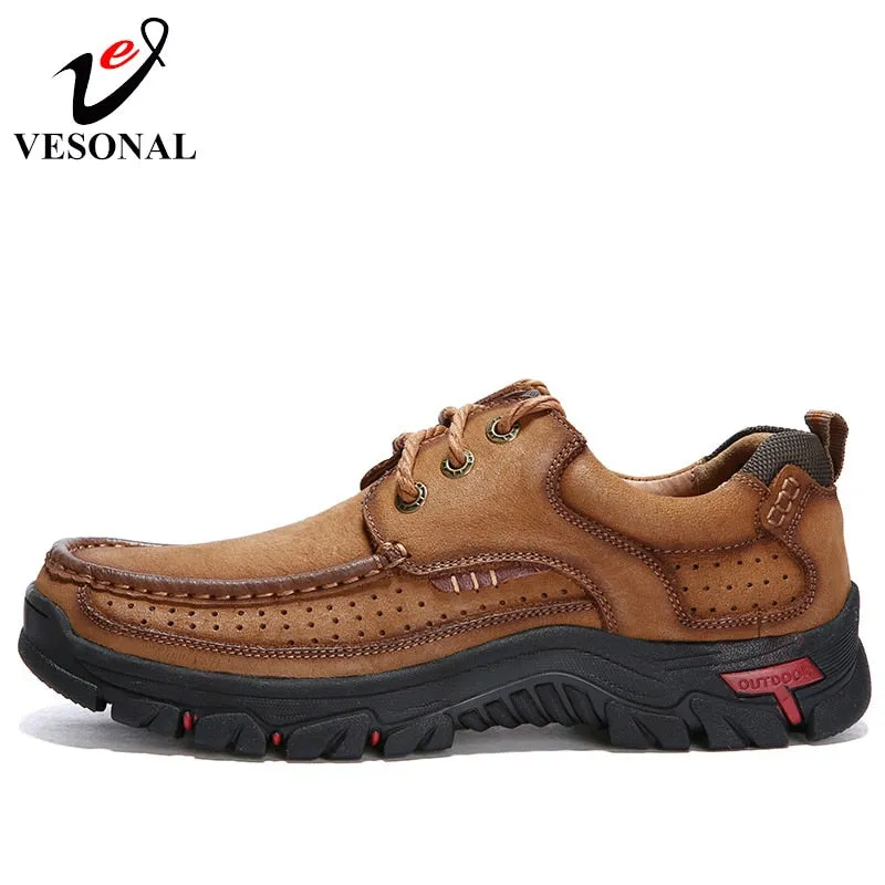Genuine Leather Walking Casual Male Shoes For Men Sneakers