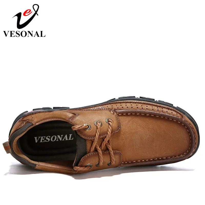 Genuine Leather Walking Casual Male Shoes For Men Sneakers