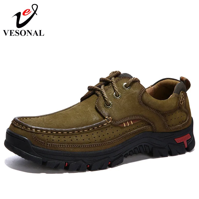 Genuine Leather Walking Casual Male Shoes For Men Sneakers