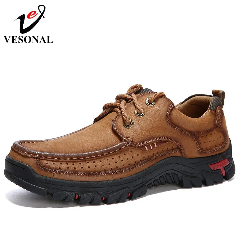 Genuine Leather Walking Casual Male Shoes For Men Sneakers