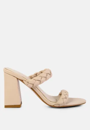 mi amor braided strap high block heels sandals
