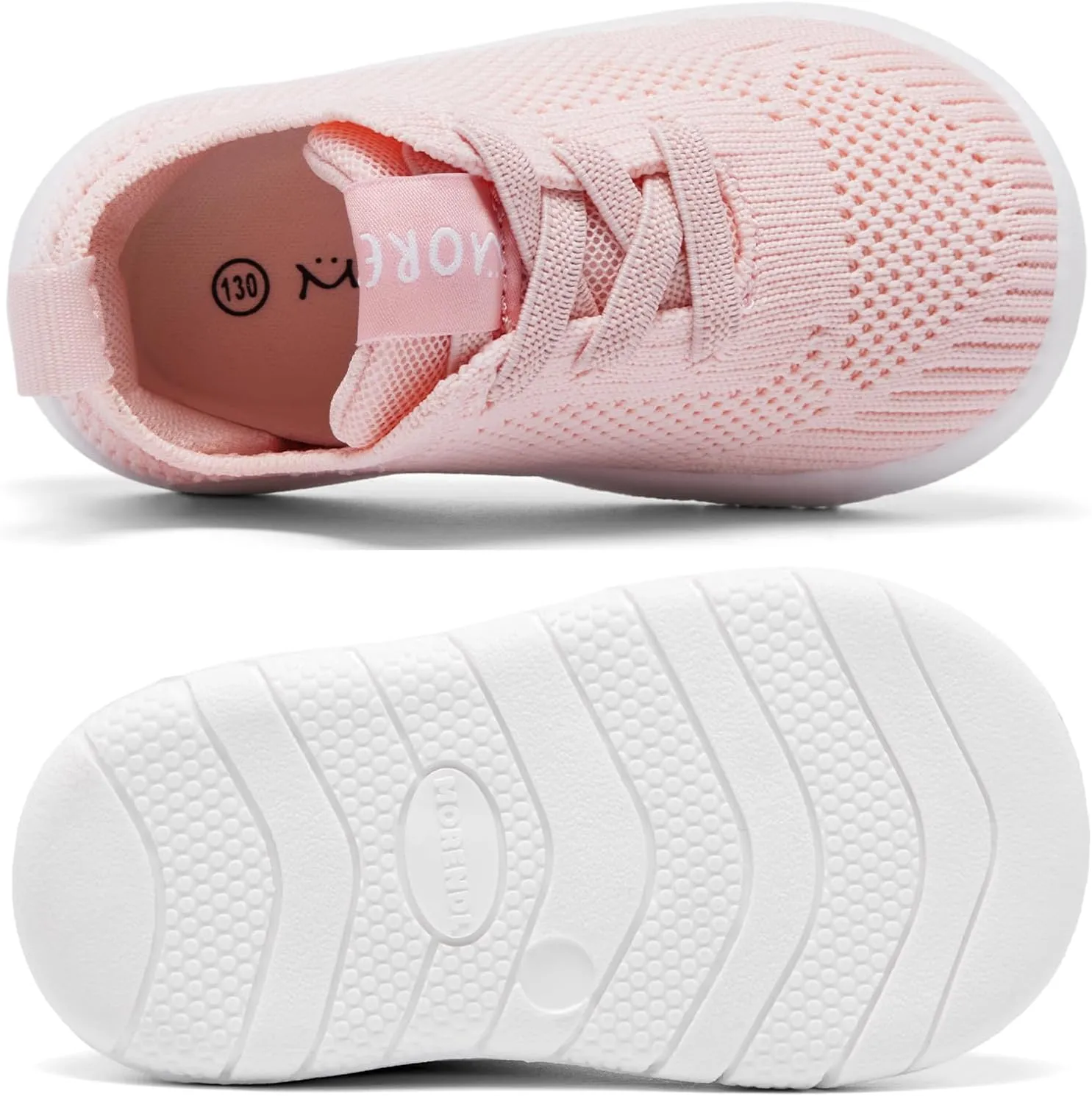 MORENDL Toddler Sneakers Baby Non-Slip Lightweight Breathable Barefoot Shoes Infant Tennis Walking Shoes