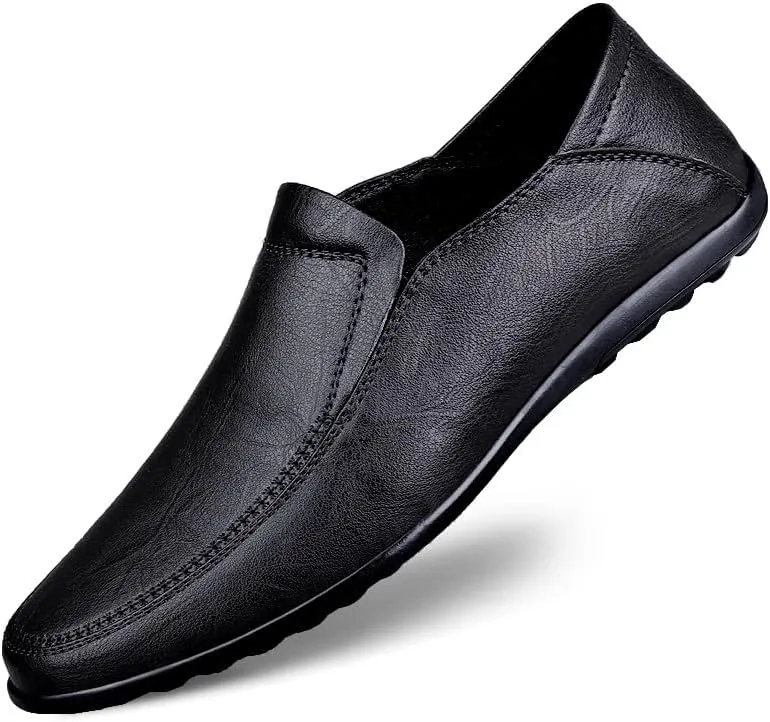 New Men's Loafers Shoes Solid Color Vegan Leather Loafers Lightweight Flat Heel Resistant Wedding Prom Slip On