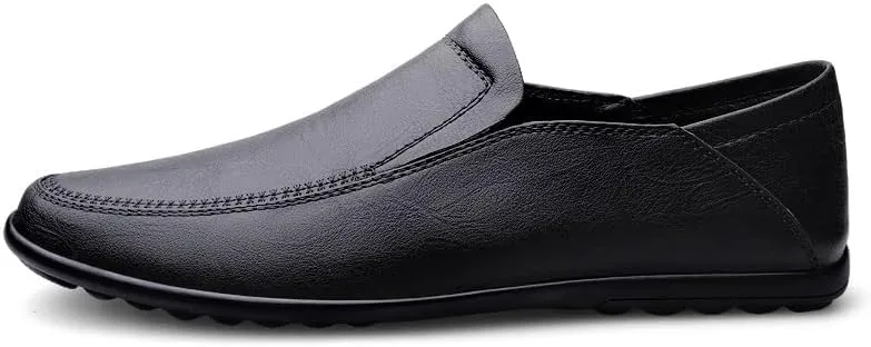 New Men's Loafers Shoes Solid Color Vegan Leather Loafers Lightweight Flat Heel Resistant Wedding Prom Slip On