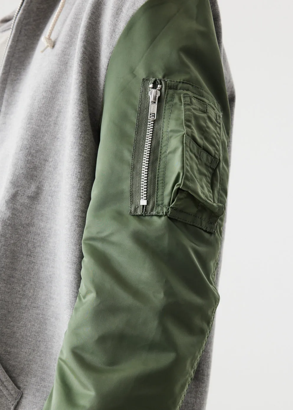 Nylon Sleeve Zip Hoodie