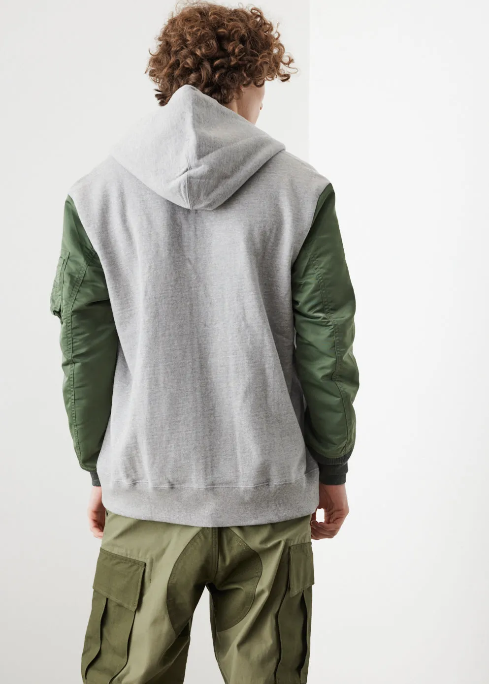 Nylon Sleeve Zip Hoodie