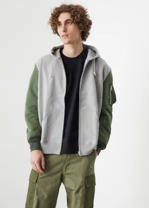 Nylon Sleeve Zip Hoodie