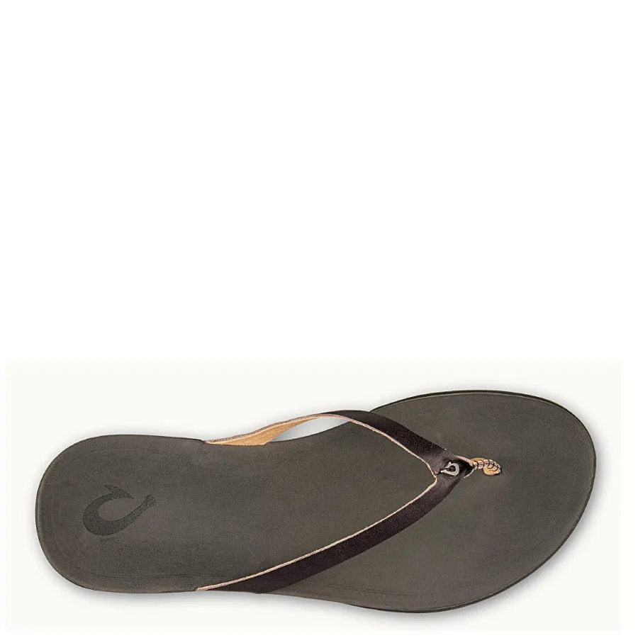 Olukai Women's Ho'Opio Leather Sandal - Onyx/Black 20290-OX40
