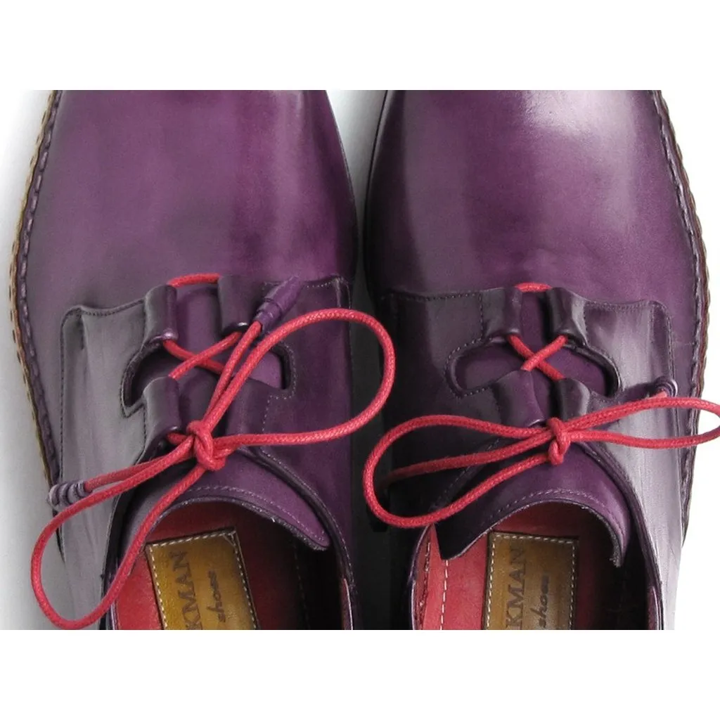 Paul Parkman Men's Ghillie Lacing Side Handsewn Dress Shoes - Purple  (ID#022-PURP)