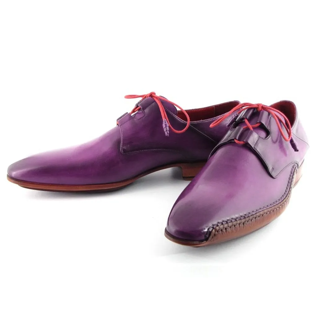 Paul Parkman Men's Ghillie Lacing Side Handsewn Dress Shoes - Purple  (ID#022-PURP)