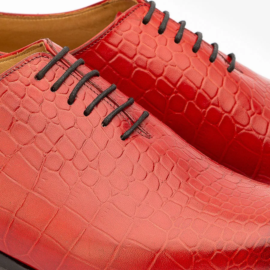 Red Croco Wholecut Oxfords