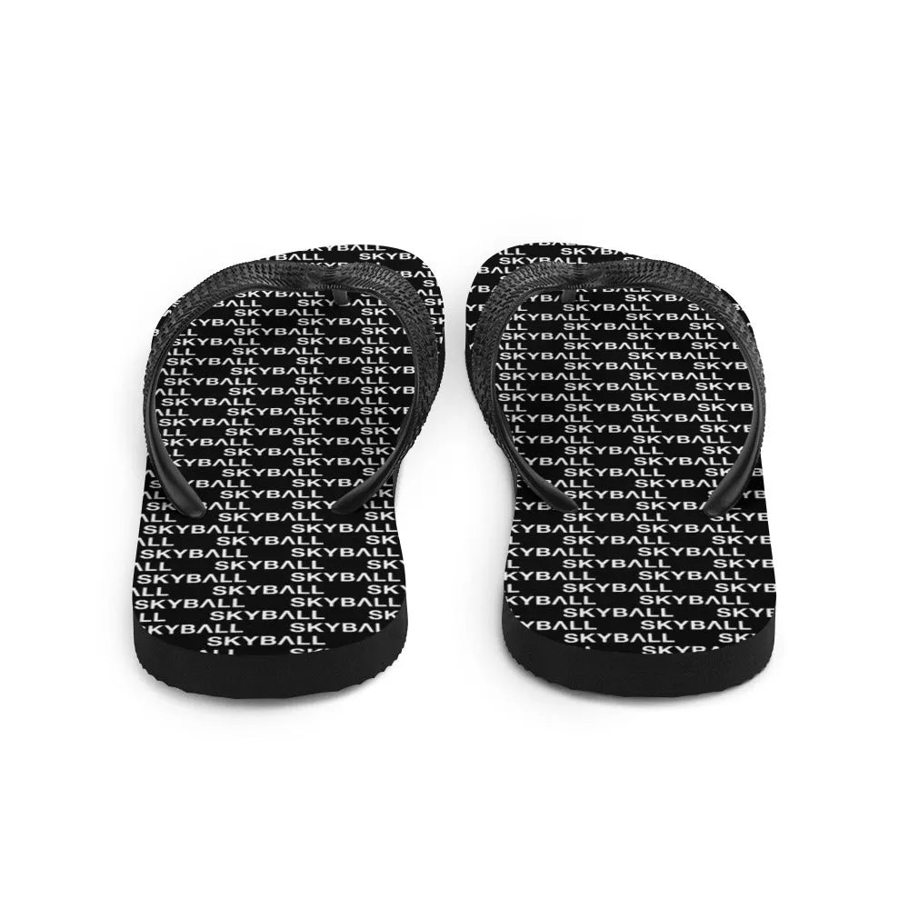 Skyball Beach Volleyball Apparel - Boardwalk Flip-Flops - Logo Print / Black & White