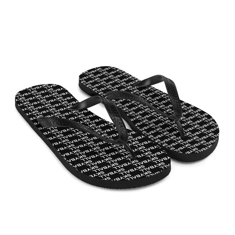 Skyball Beach Volleyball Apparel - Boardwalk Flip-Flops - Logo Print / Black & White